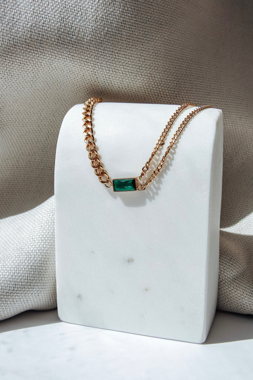 Royal Emerald Necklace - 18k Gold Plated Stainless Steel