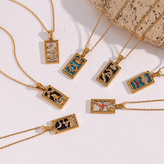 Tarot Pendant Necklace - 18k Gold Plated Stainless Steel