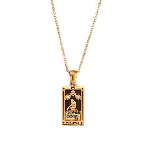 Tarot Pendant Necklace - 18k Gold Plated Stainless Steel